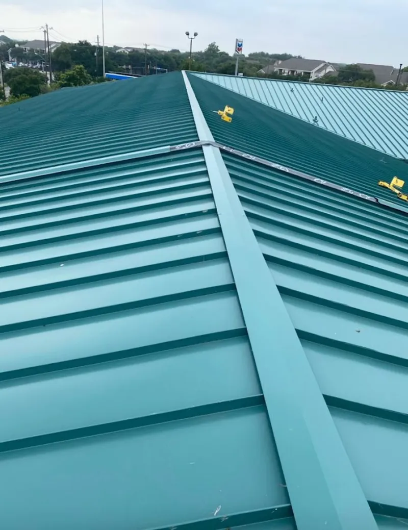 Green commercial metal roof ridge and valley for Metal Roof Repair in Massac